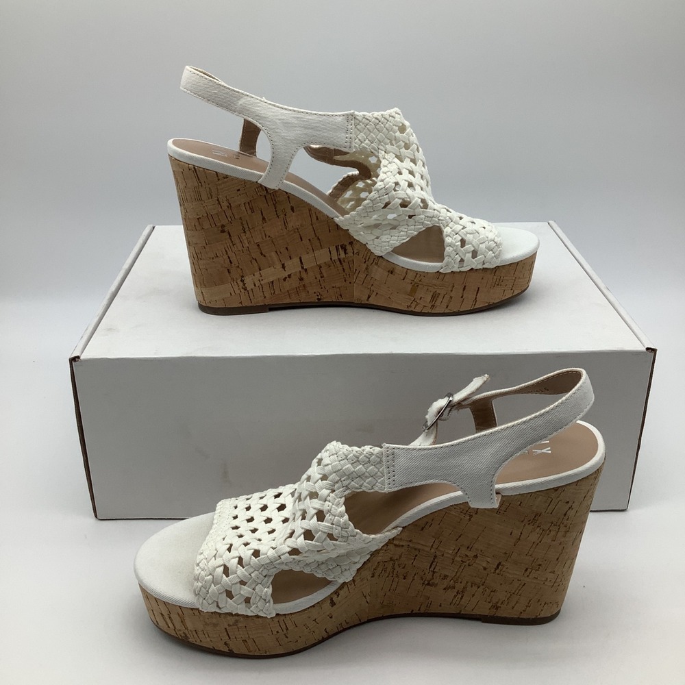 Mix No 6 Jaleena Womens White Woven Wedge Platform Sandals Size 10 New
